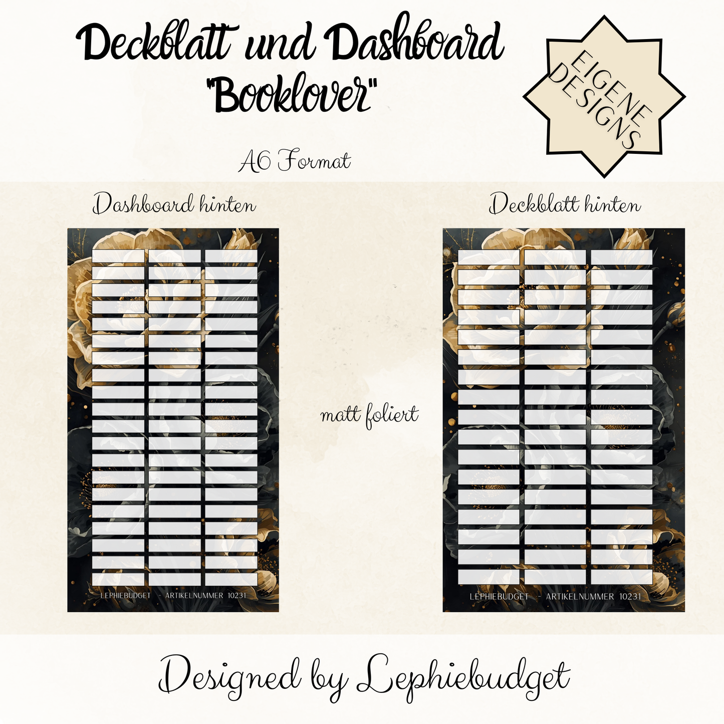 Deckblatt und Dashboard "Booklover"