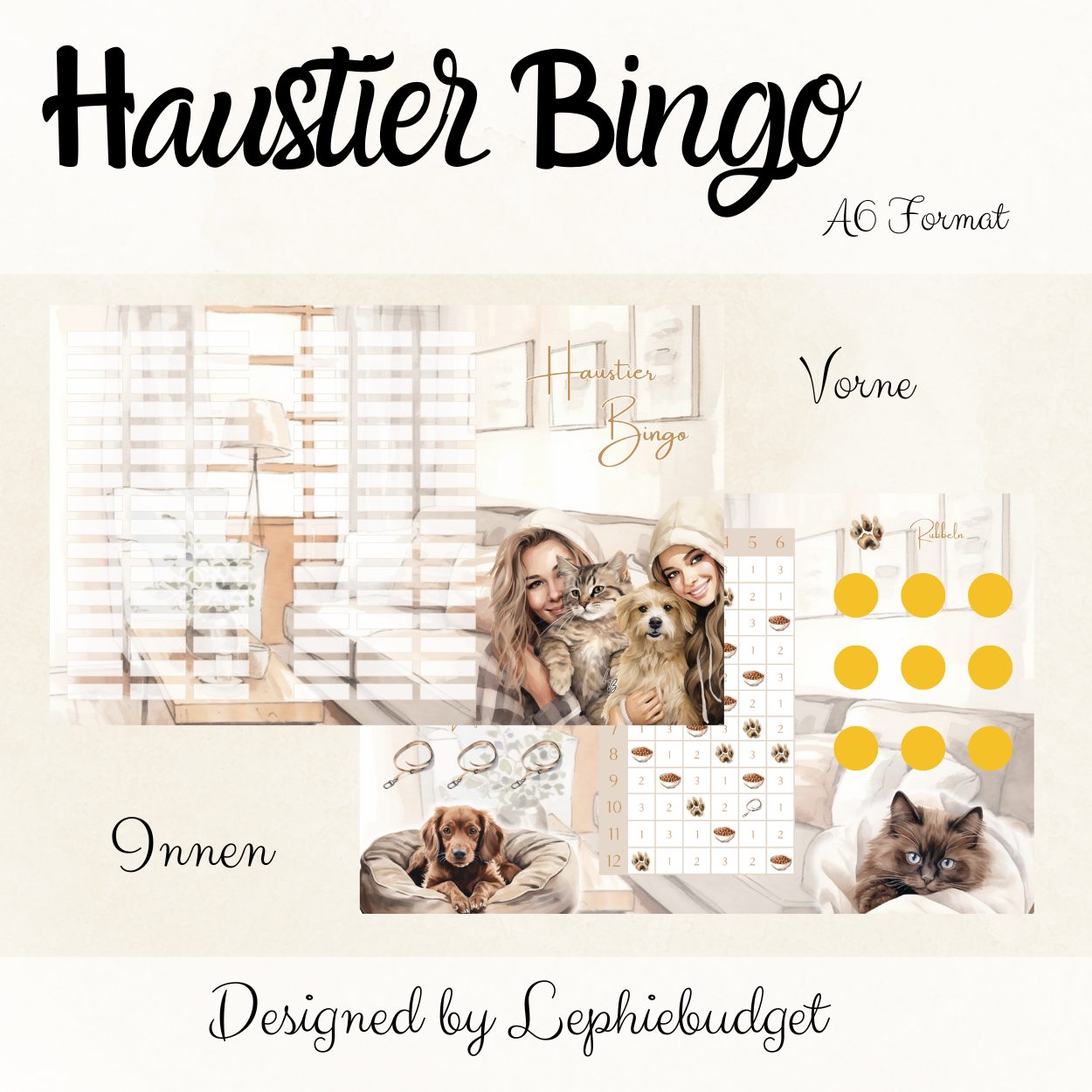 Haustier Bingo / Klappkarte
