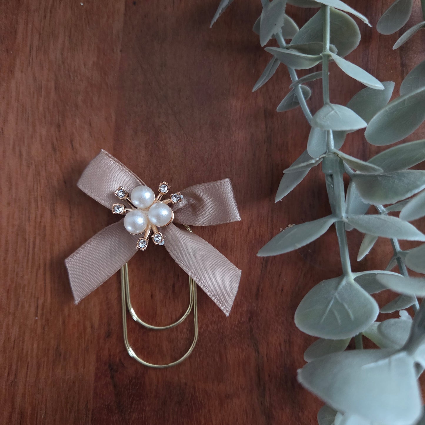 Büroklammern "Satinschleifen beige"