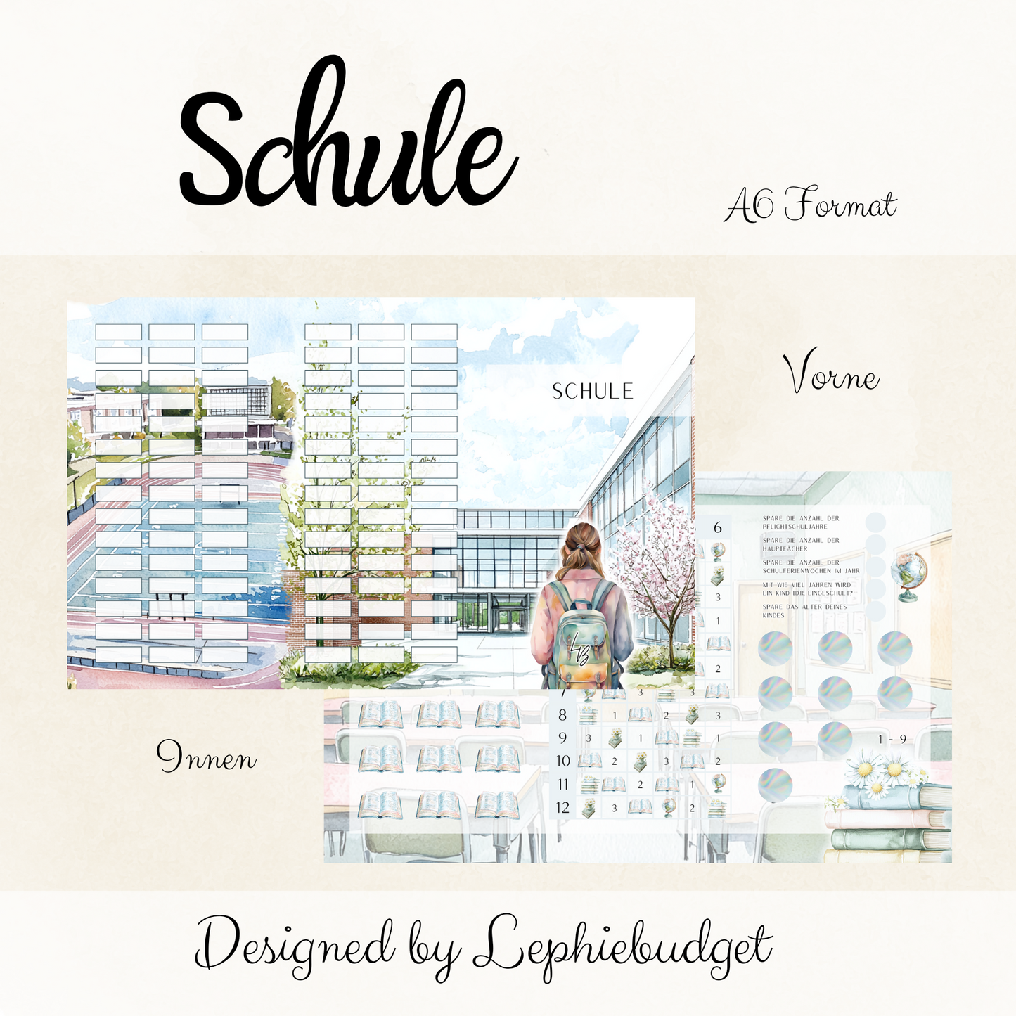 Schule / Dreifach Klappkarte