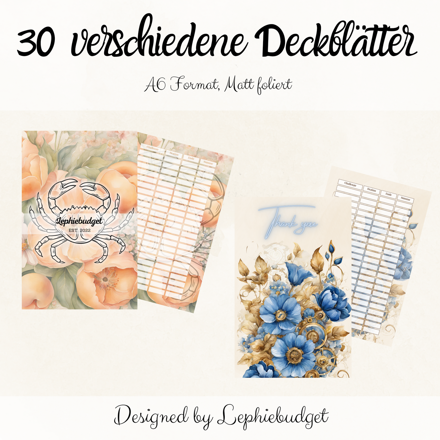 Deckblätter (30 verschiedene)