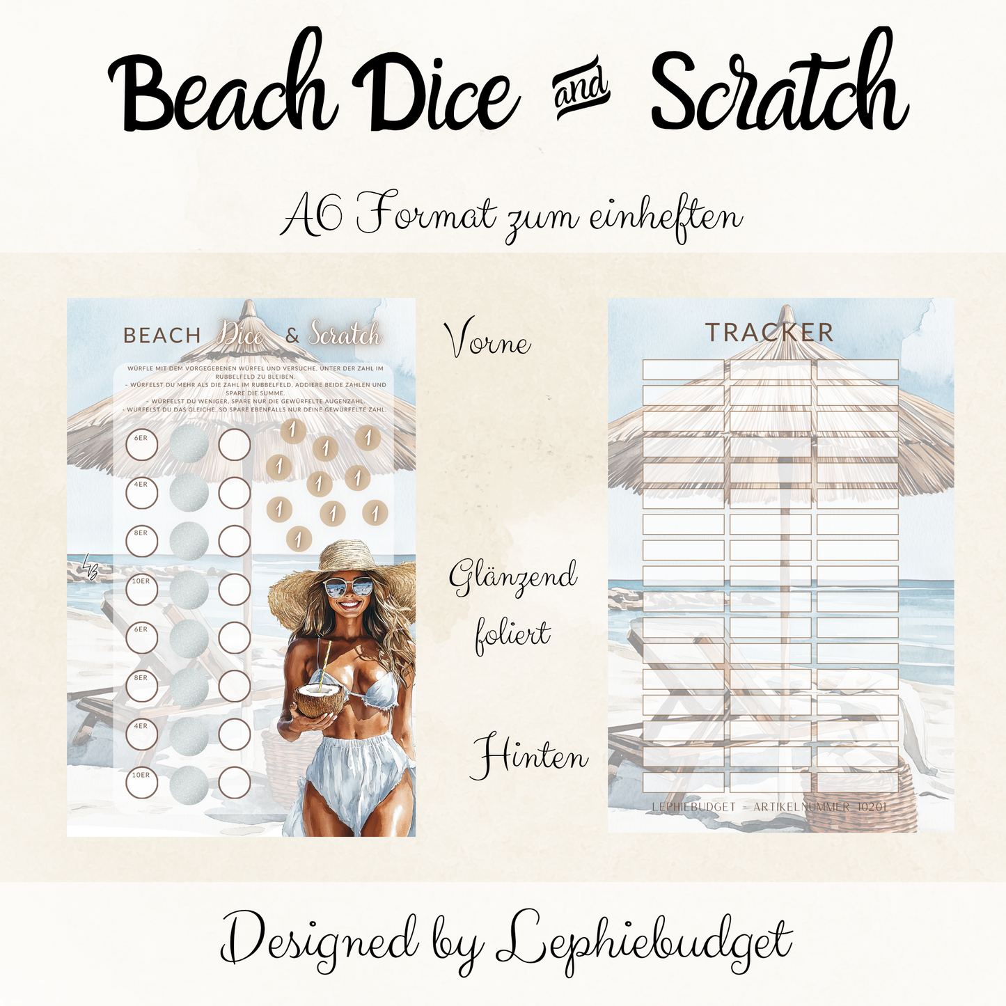 Beach Dice & Scratch / A6 zum einheften
