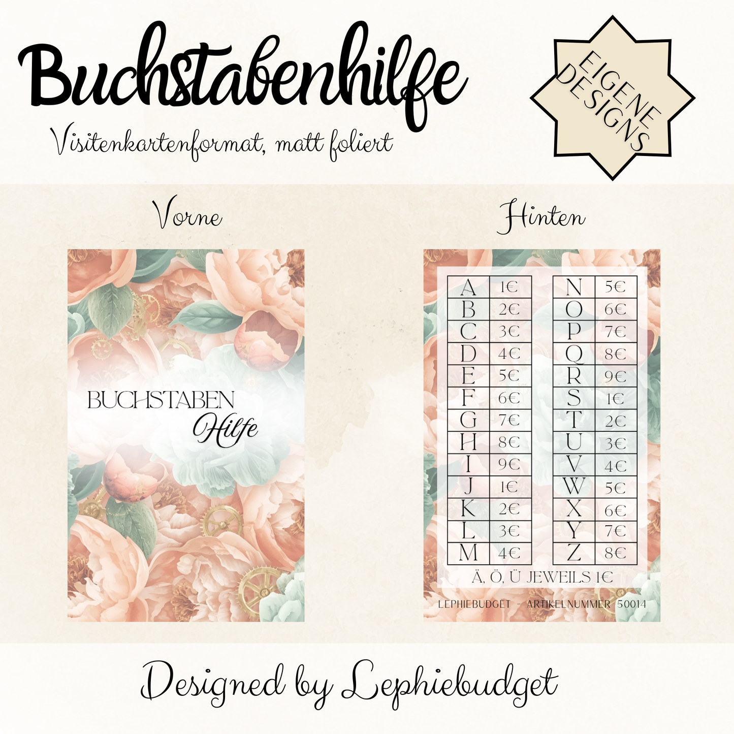 Buchstabenhilfe (foliert)