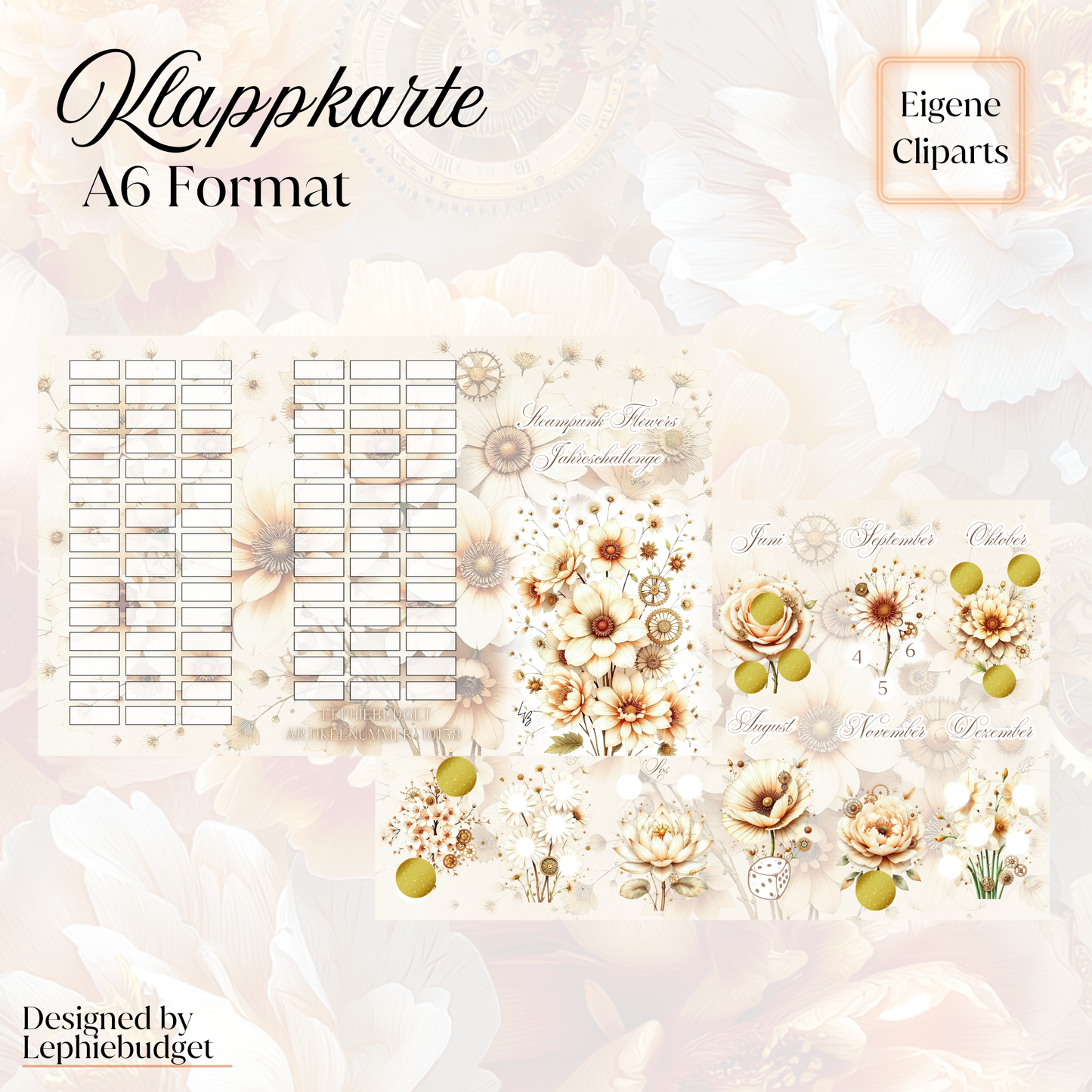 Steampunk Flower Jahreschallenge/ Klappkarte